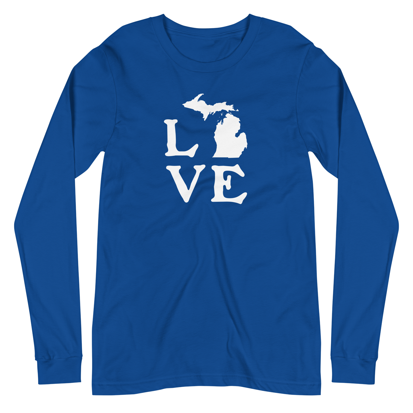 Michigan 'Love' T-Shirt (Woodcut Font) | Unisex Long Sleeve