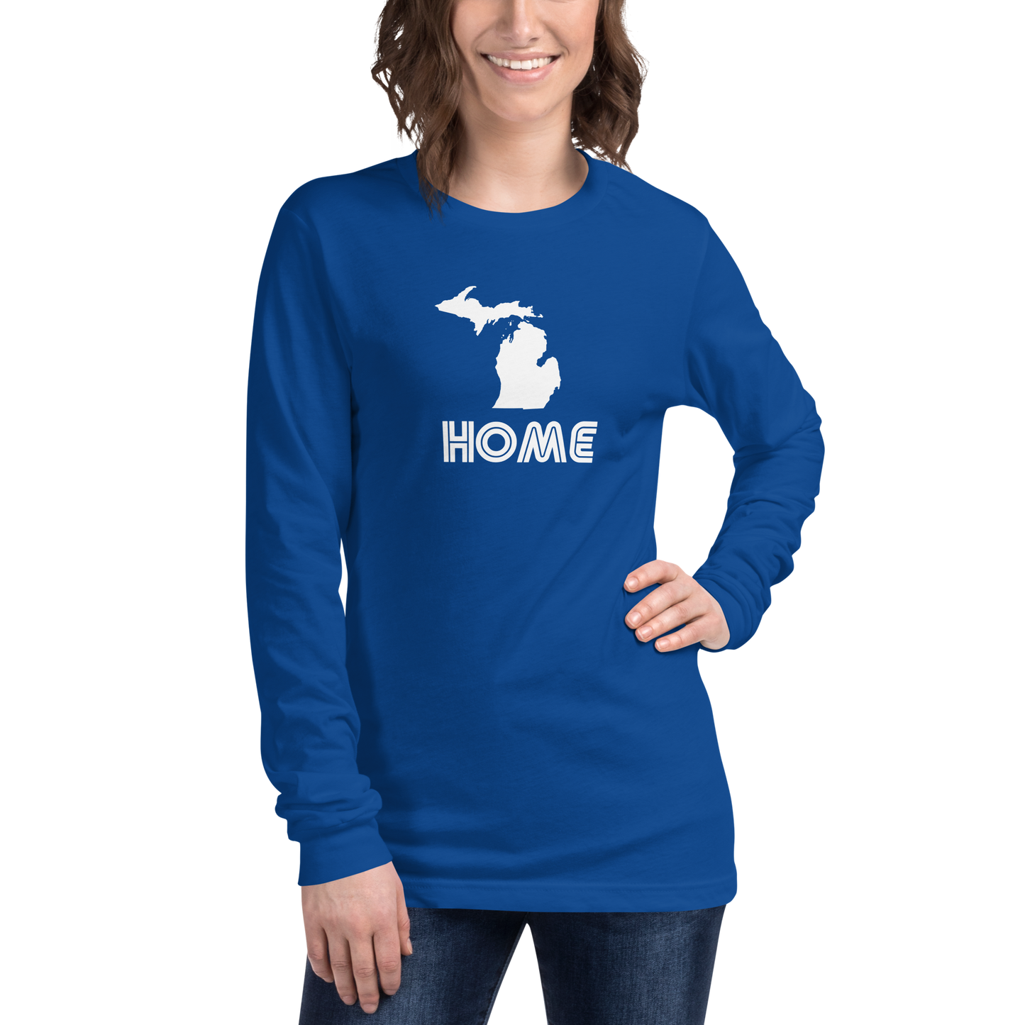 Michigan 'Home' T-Shirt (1970s Audiophile Font) | Unisex Long Sleeve