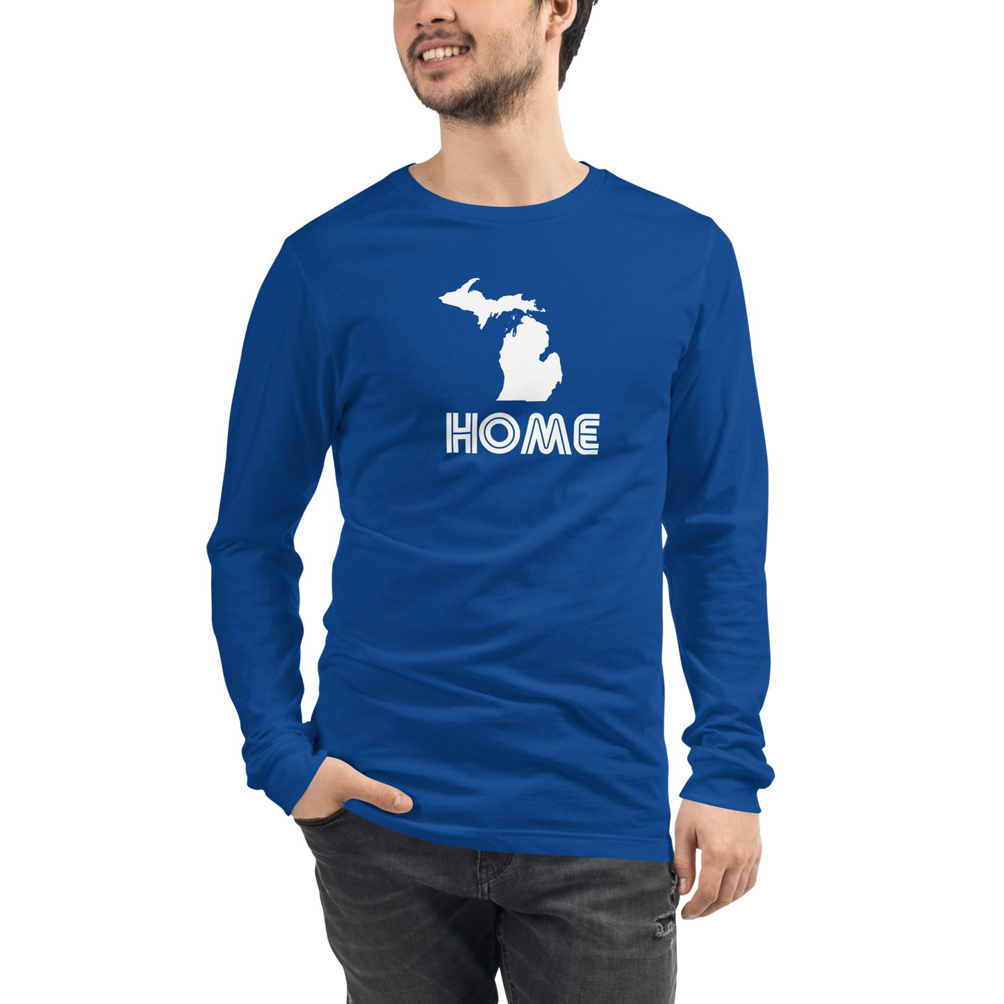 Michigan 'Home' T-Shirt (1970s Audiophile Font) | Unisex Long Sleeve