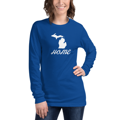 Michigan 'Home' T-Shirt (Retro Script Font) | Unisex Long Sleeve