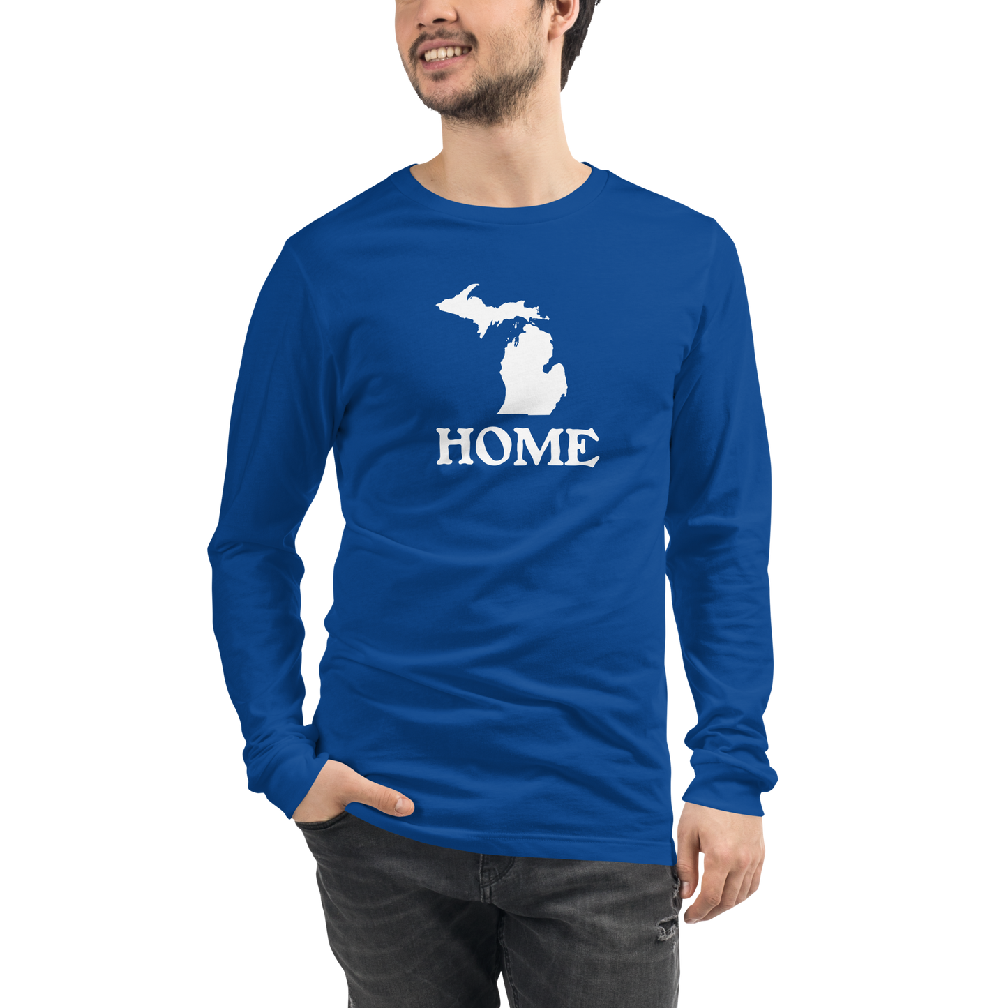 Michigan 'Home' T-Shirt (Woodcut Font) | Unisex Long Sleeve