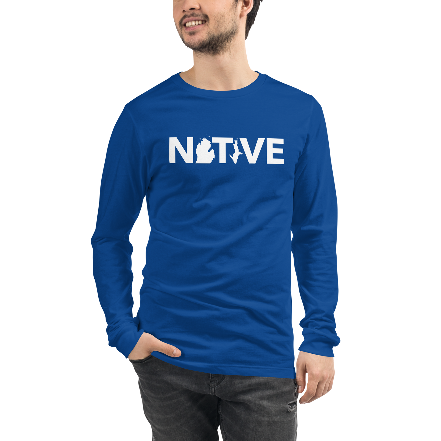 Michigan 'Native' T-Shirt (Geometric Sans Font) | Unisex Long Sleeve