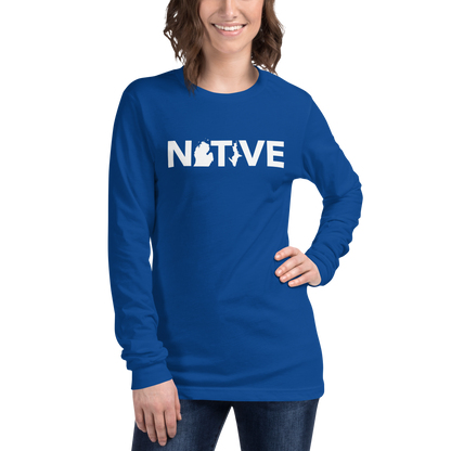 Michigan 'Native' T-Shirt (Geometric Sans Font) | Unisex Long Sleeve