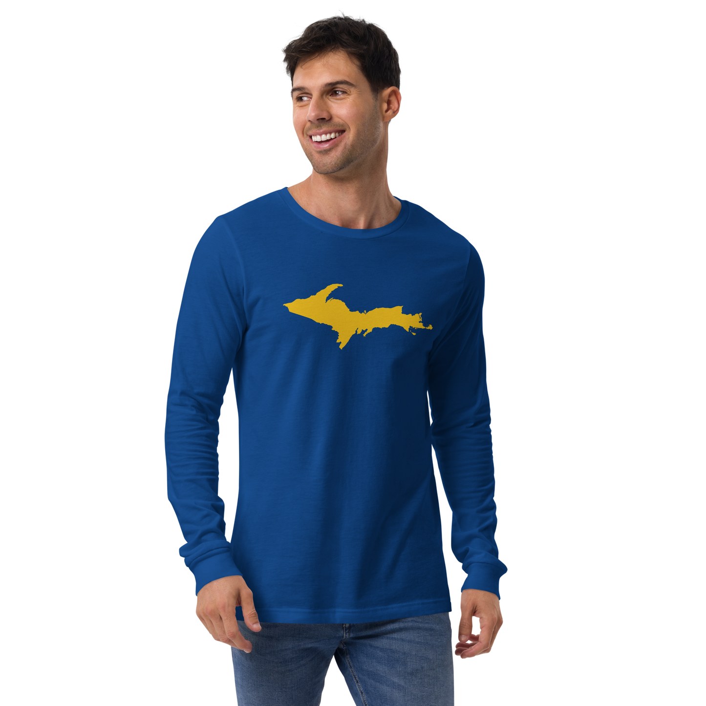 Michigan Upper Peninsula T-Shirt (w/ Gold UP Outline) | Unisex Long Sleeve