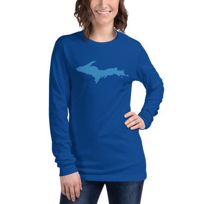 Michigan Upper Peninsula T-Shirt (w/ Azure UP Outline) | Unisex Long Sleeve