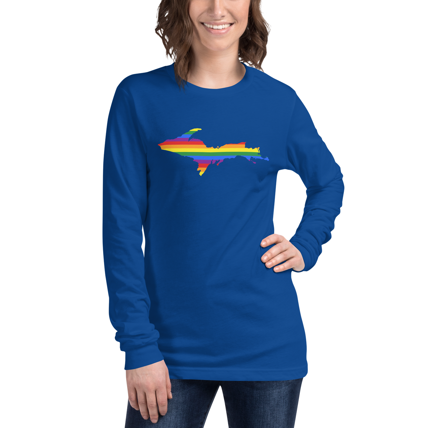 Michigan Upper Peninsula T-Shirt (w/ UP Pride Flag Outline) | Unisex Long Sleeve