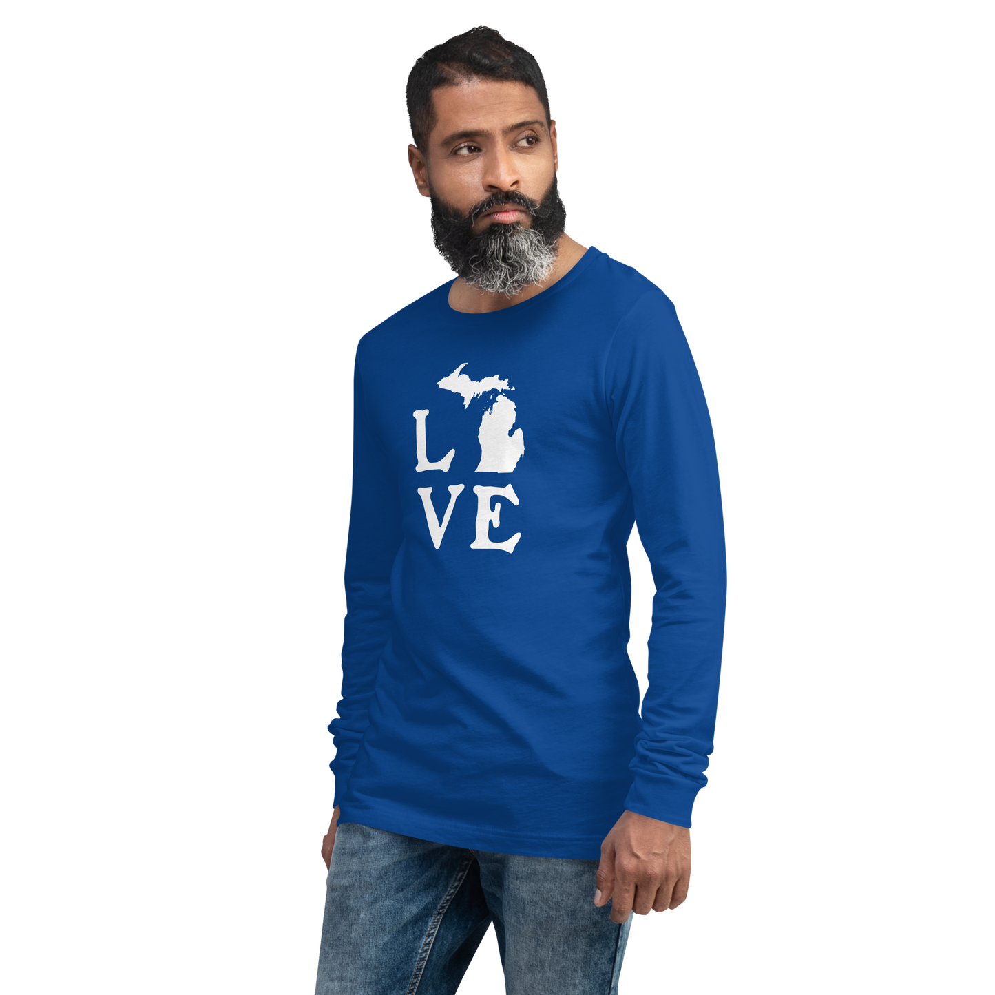 Michigan 'Love' T-Shirt (Woodcut Font) | Unisex Long Sleeve