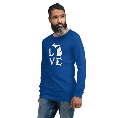 Michigan 'Love' T-Shirt (Woodcut Font) | Unisex Long Sleeve