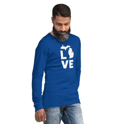 Michigan 'Love' T-Shirt (Geometric Sans Font) | Unisex Long Sleeve