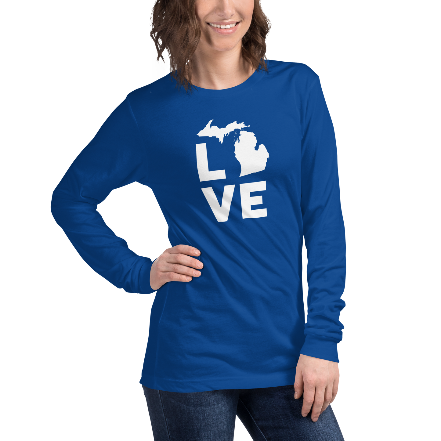 Michigan 'Love' T-Shirt (Geometric Sans Font) | Unisex Long Sleeve