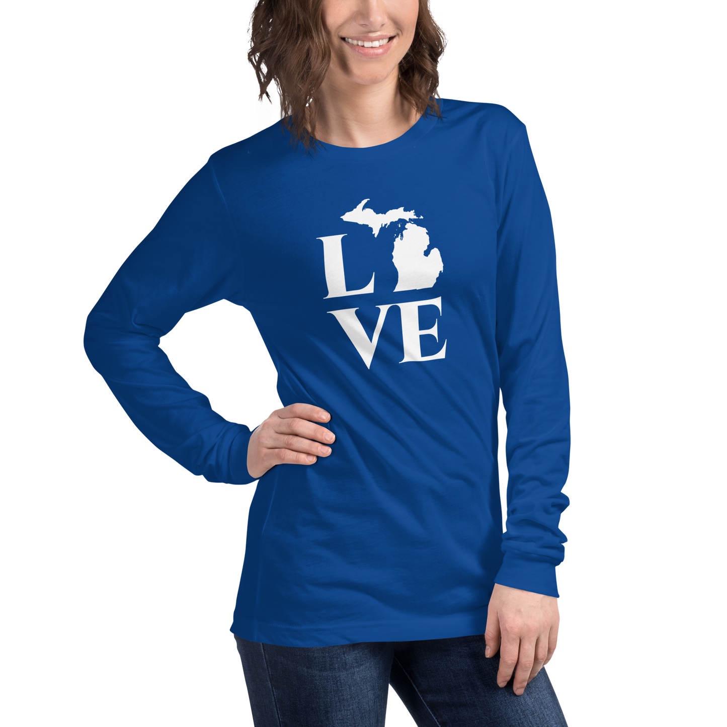 Michigan 'Love' T-Shirt (Roman Serif Font) | Unisex Long Sleeve