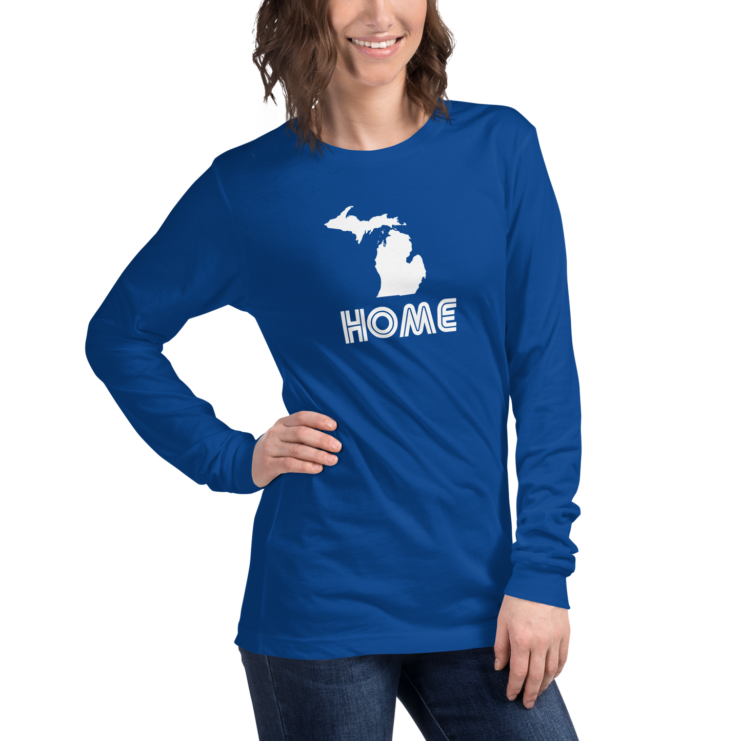 Michigan 'Home' T-Shirt (1970s Audiophile Font) | Unisex Long Sleeve