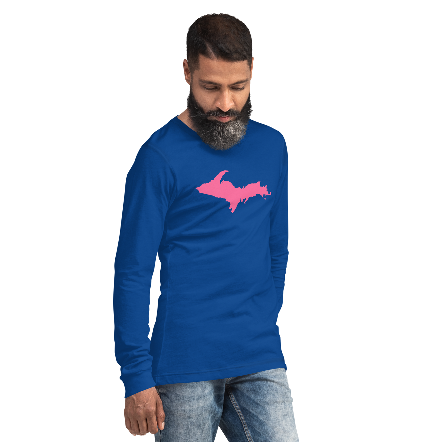 Michigan Upper Peninsula T-Shirt (w/ Pink UP Outline) | Unisex Long Sleeve