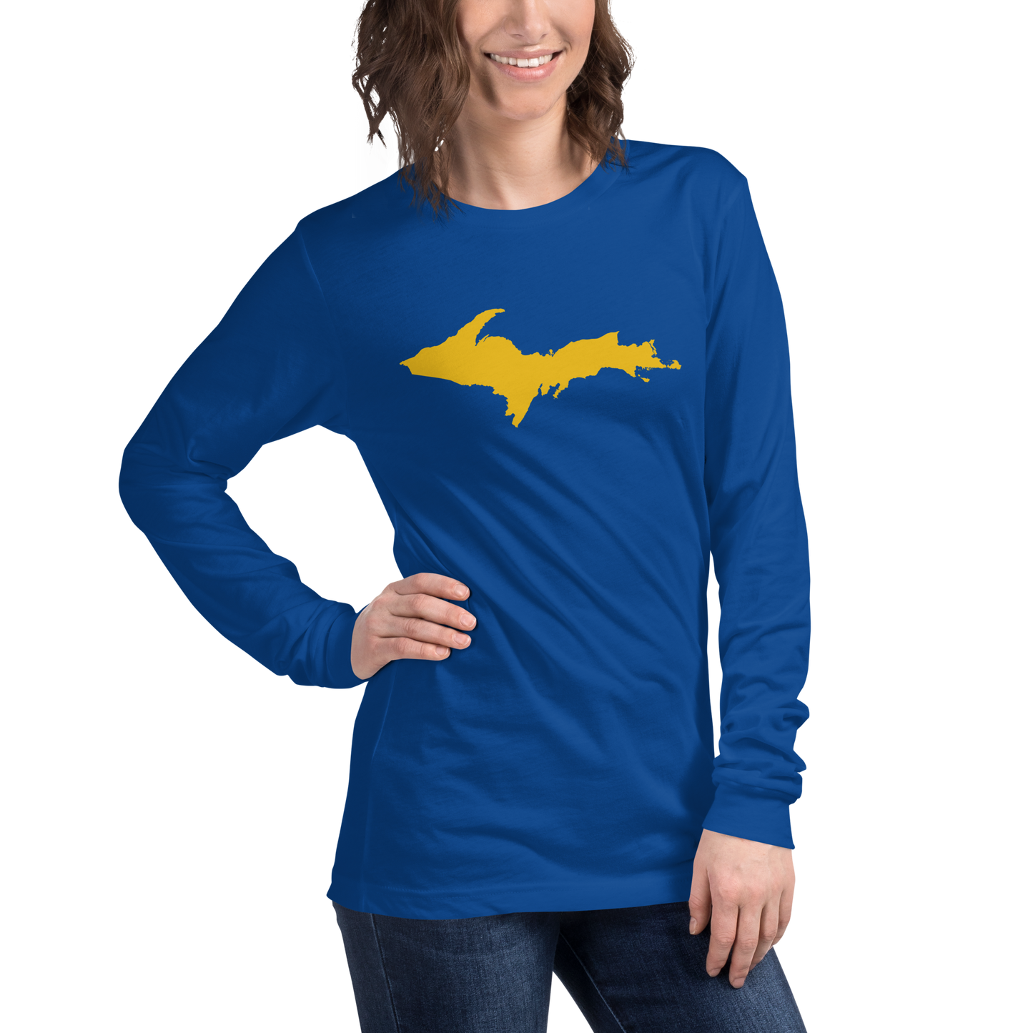 Michigan Upper Peninsula T-Shirt (w/ Gold UP Outline) | Unisex Long Sleeve