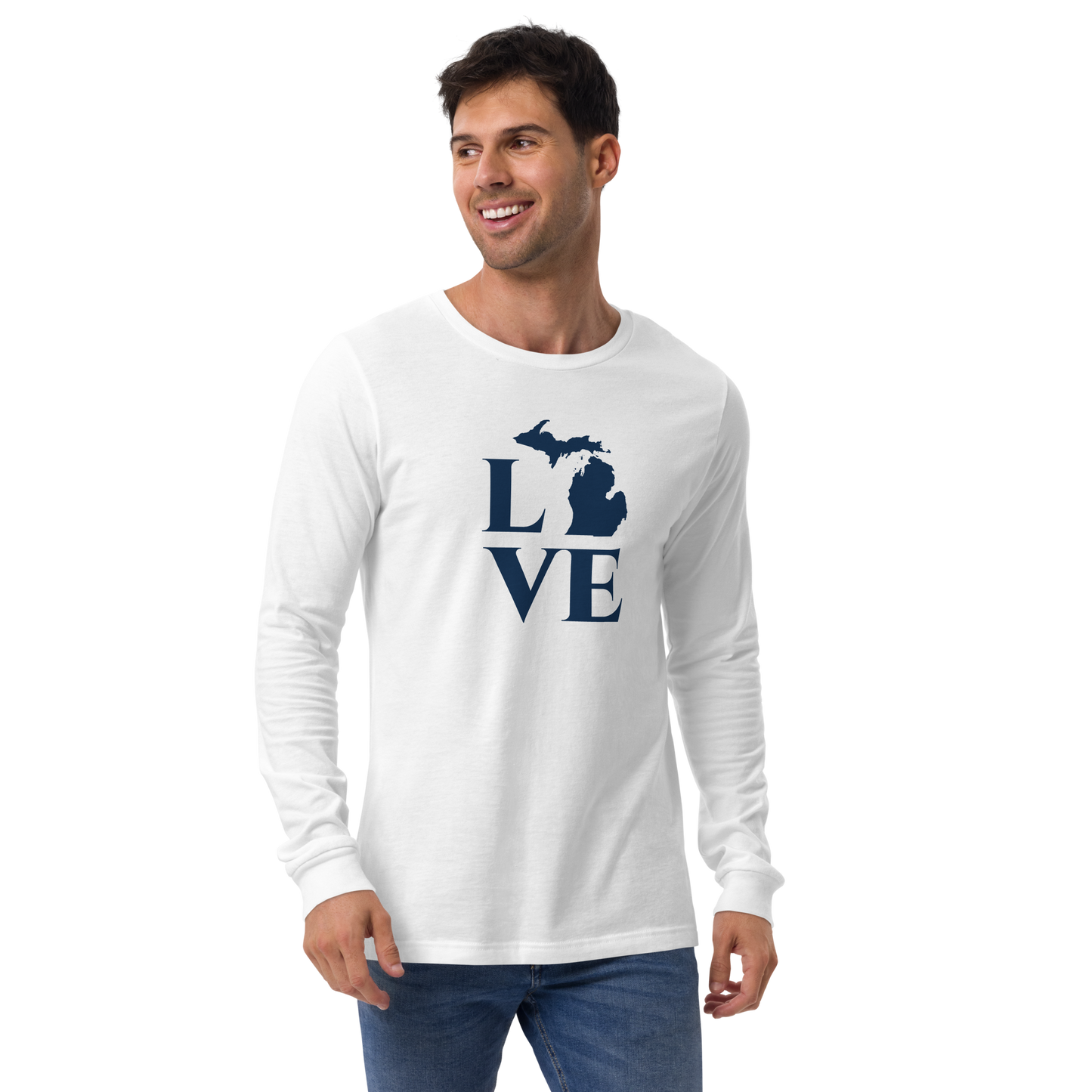 Michigan 'Love' T-Shirt (Roman Serif Font) | Unisex Long Sleeve