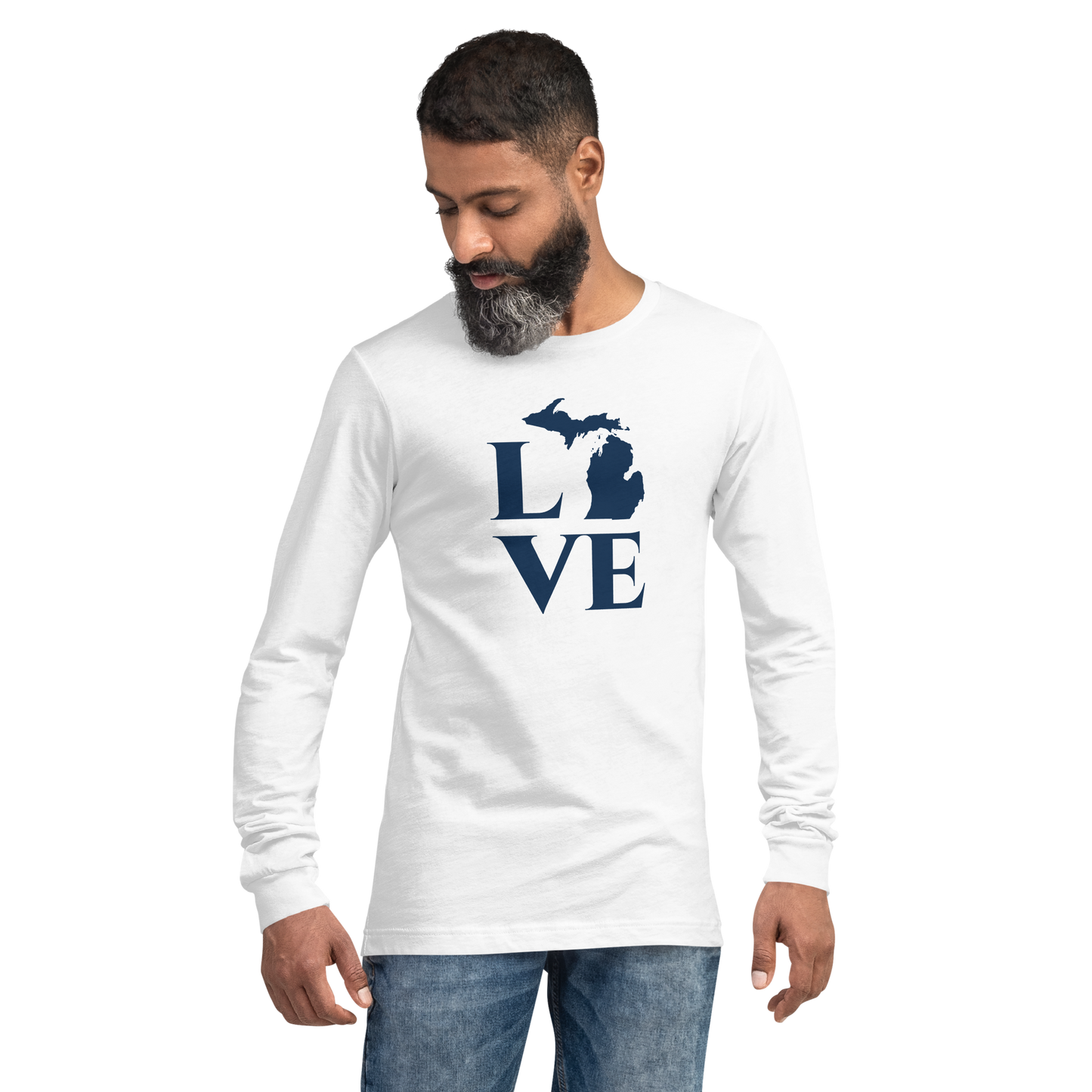 Michigan 'Love' T-Shirt (Roman Serif Font) | Unisex Long Sleeve