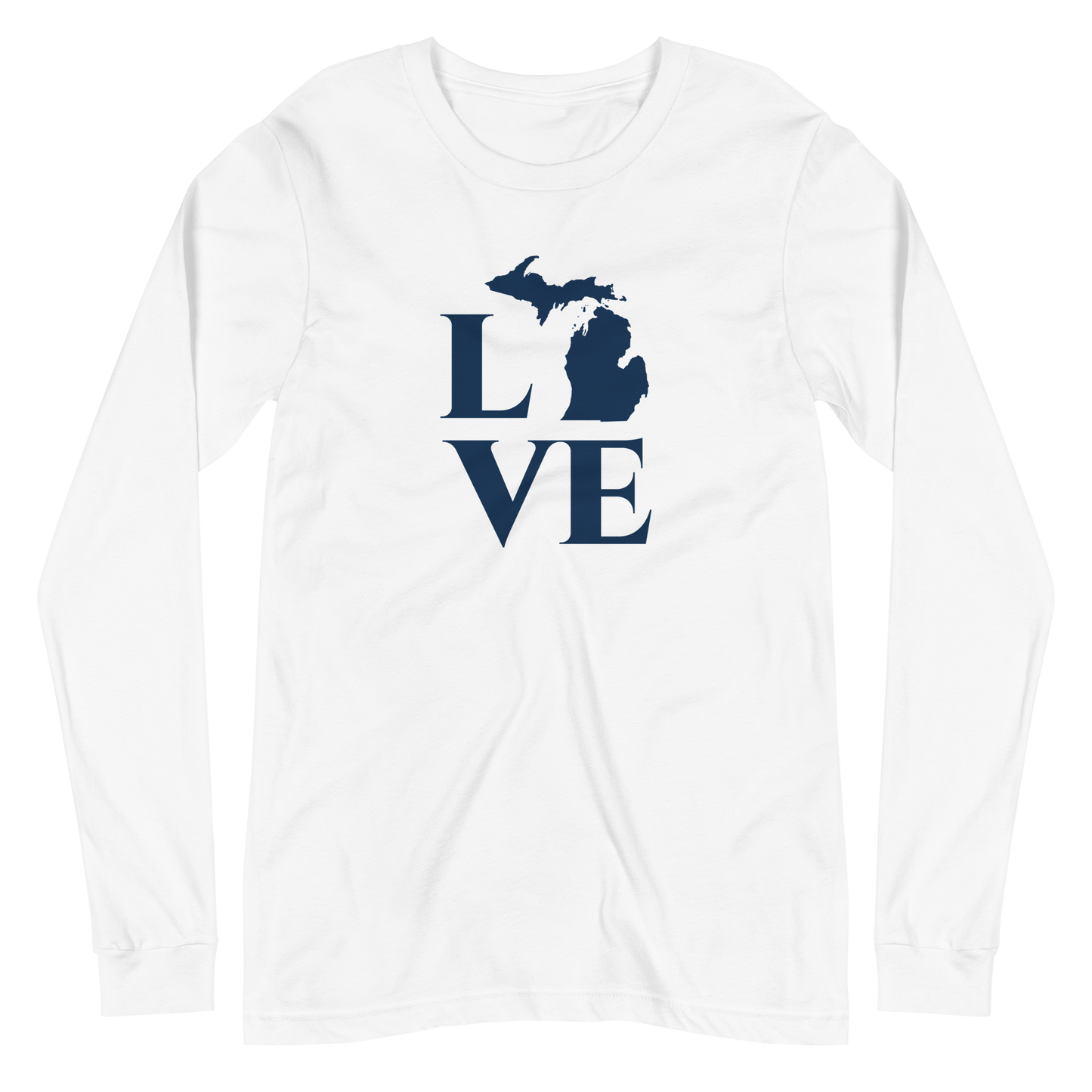 Michigan 'Love' T-Shirt (Roman Serif Font) | Unisex Long Sleeve