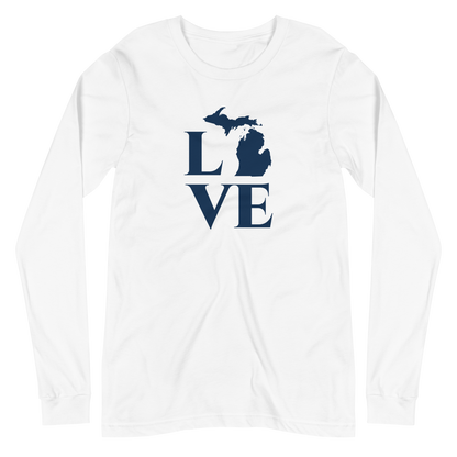 Michigan 'Love' T-Shirt (Roman Serif Font) | Unisex Long Sleeve