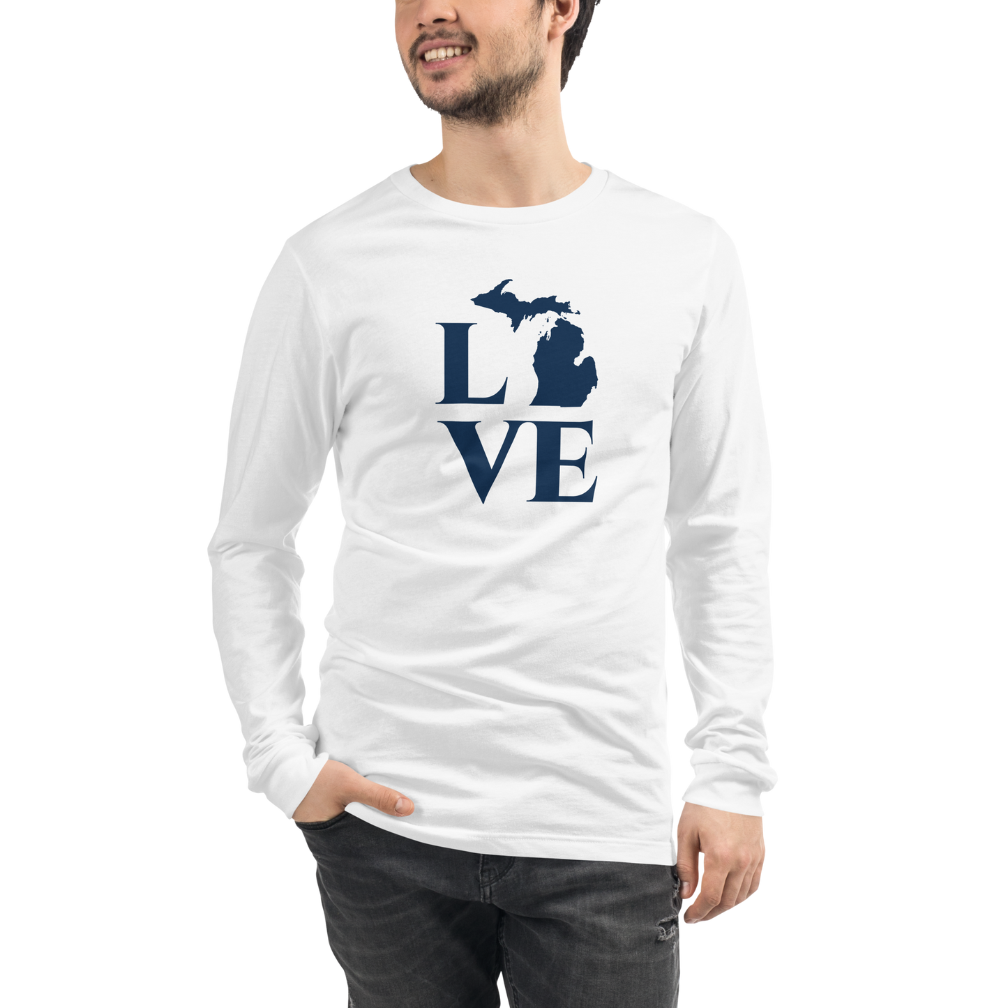 Michigan 'Love' T-Shirt (Roman Serif Font) | Unisex Long Sleeve