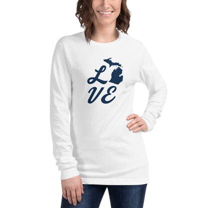 Michigan 'Love' T-Shirt (Retro Script Font) | Unisex Long Sleeve