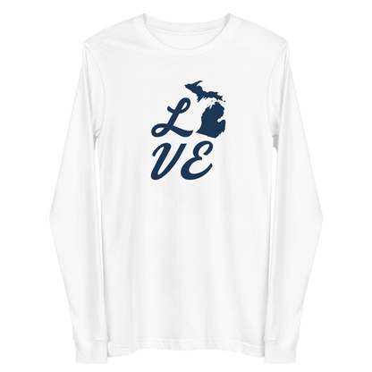 Michigan 'Love' T-Shirt (Retro Script Font) | Unisex Long Sleeve