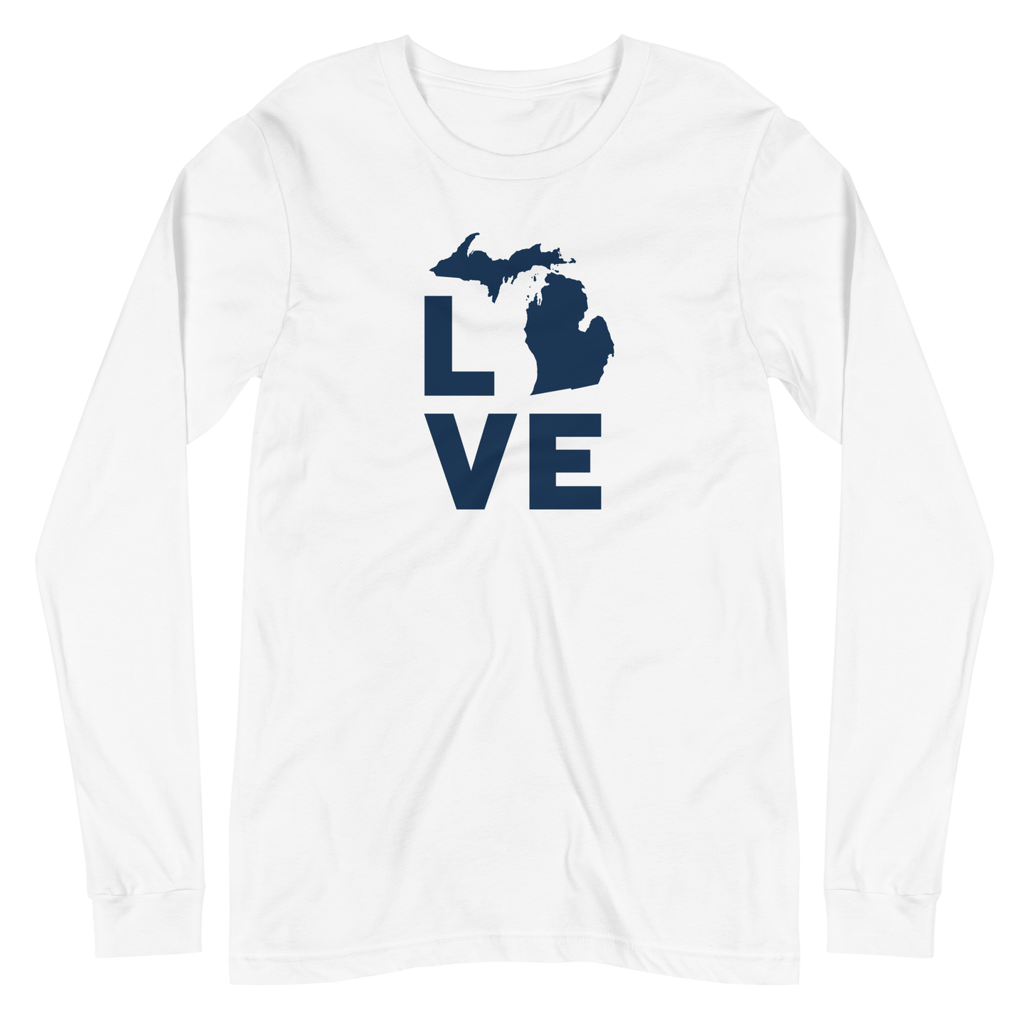 Michigan 'Love' T-Shirt (Geometric Sans Font) | Unisex Long Sleeve