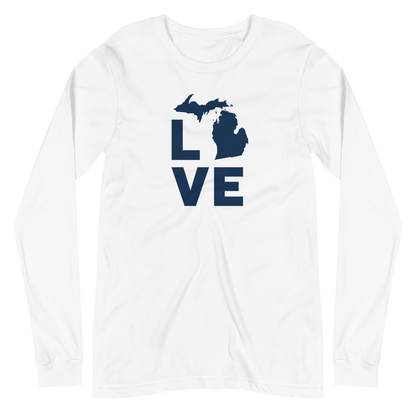 Michigan 'Love' T-Shirt (Geometric Sans Font) | Unisex Long Sleeve