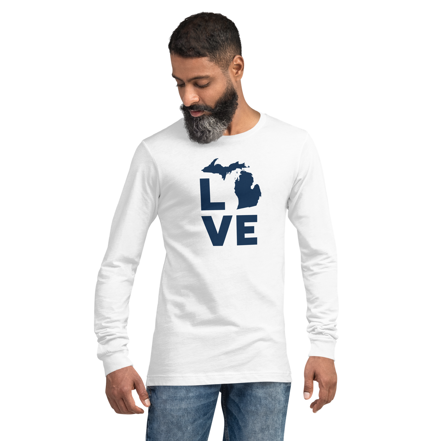 Michigan 'Love' T-Shirt (Geometric Sans Font) | Unisex Long Sleeve