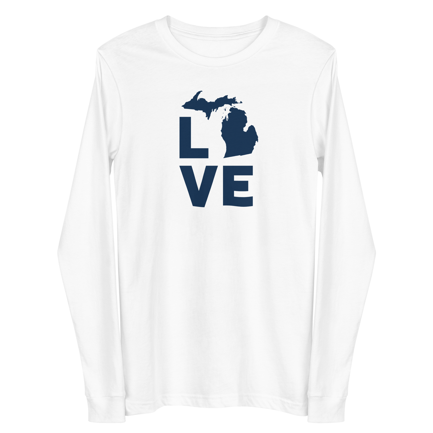 Michigan 'Love' T-Shirt (Geometric Sans Font) | Unisex Long Sleeve