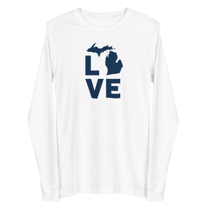 Michigan 'Love' T-Shirt (Geometric Sans Font) | Unisex Long Sleeve