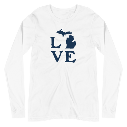 Michigan 'Love' T-Shirt (Woodcut Font) | Unisex Long Sleeve