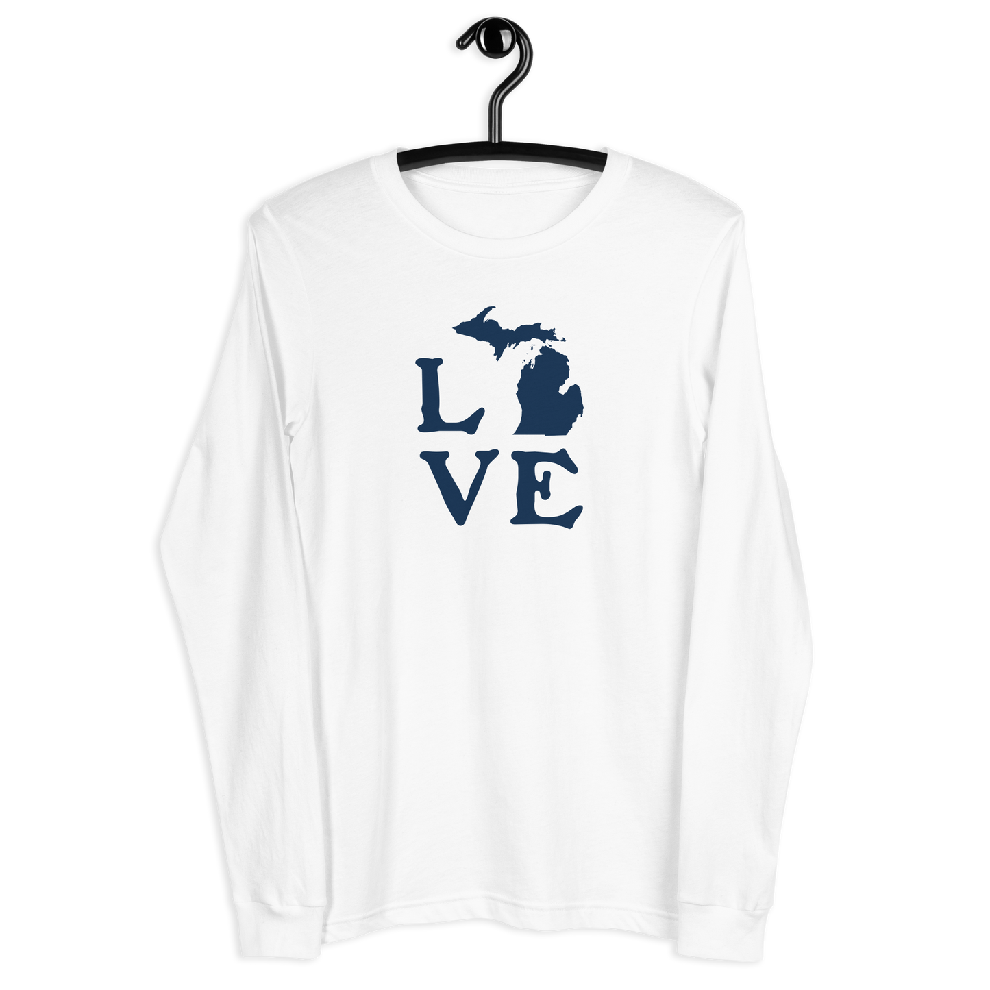 Michigan 'Love' T-Shirt (Woodcut Font) | Unisex Long Sleeve