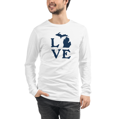 Michigan 'Love' T-Shirt (Woodcut Font) | Unisex Long Sleeve