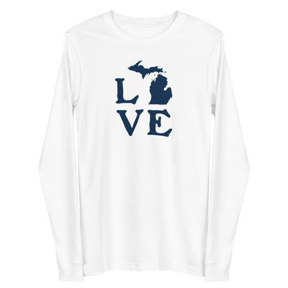 Michigan 'Love' T-Shirt (Woodcut Font) | Unisex Long Sleeve