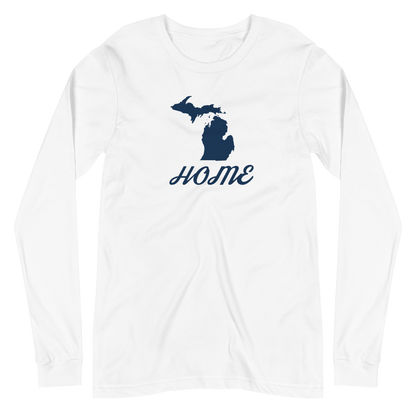 Michigan 'Home' T-Shirt (Retro Script Font) | Unisex Long Sleeve