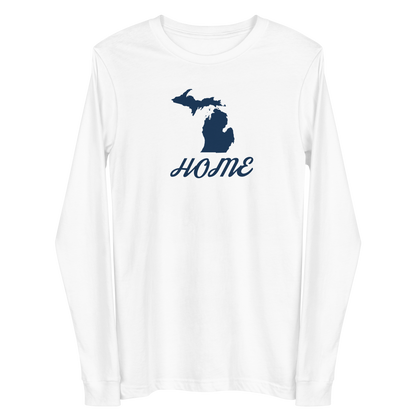 Michigan 'Home' T-Shirt (Retro Script Font) | Unisex Long Sleeve