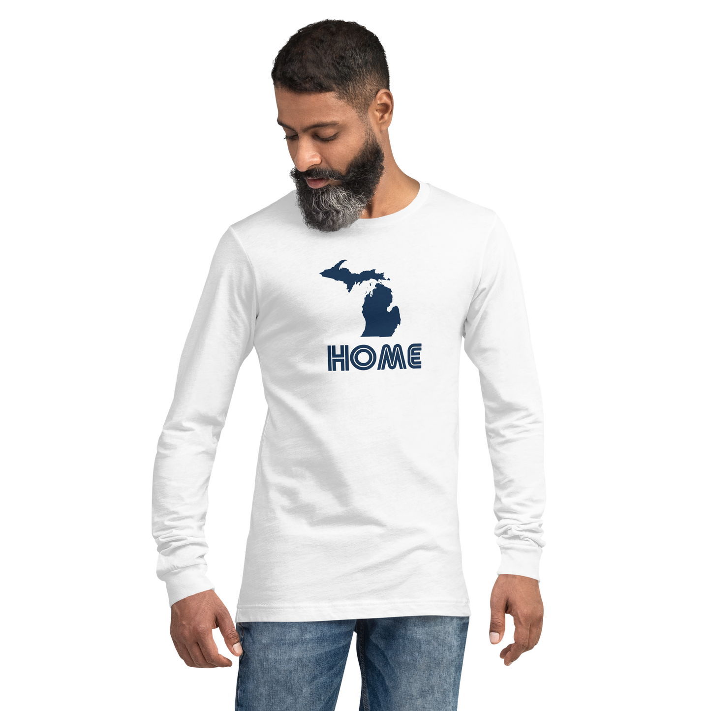 Michigan 'Home' T-Shirt (1970s Audiophile Font) | Unisex Long Sleeve