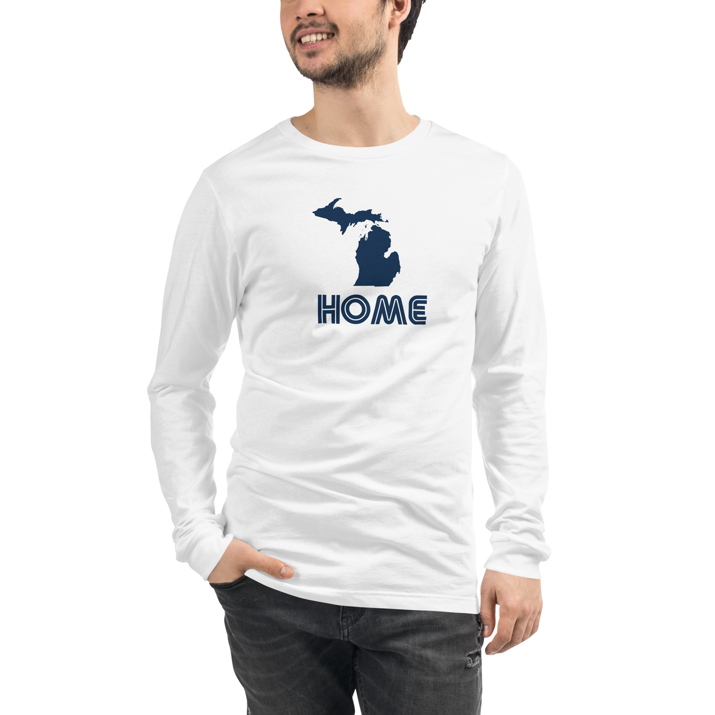 Michigan 'Home' T-Shirt (1970s Audiophile Font) | Unisex Long Sleeve