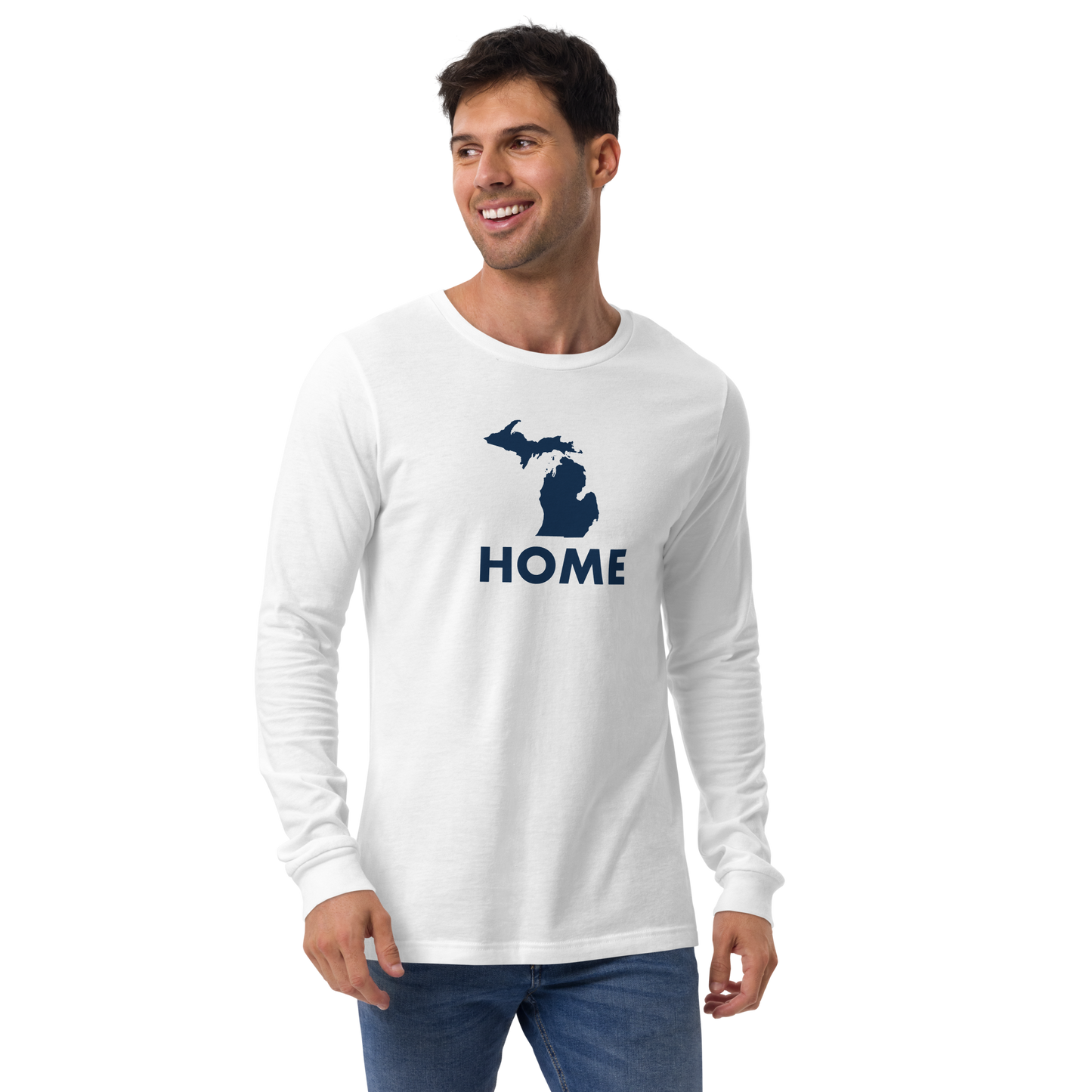 Michigan 'Home' T-Shirt (Geometric Sans Font) | Unisex Long Sleeve