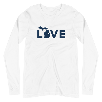 Michigan 'Love' T-Shirt (Geometric Sans Font - Gold/Navy) | Unisex Long Sleeve