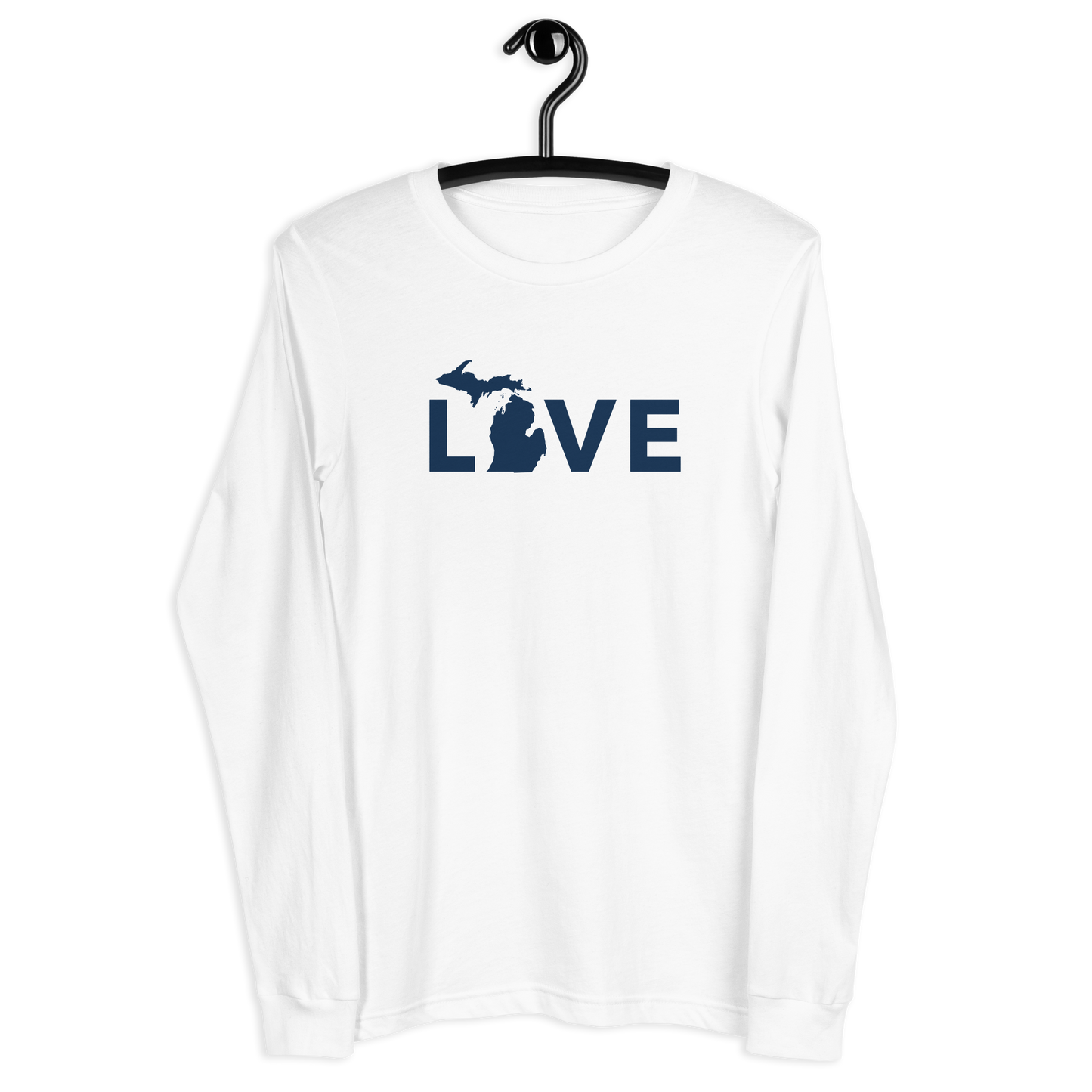 Michigan 'Love' T-Shirt (Geometric Sans Font - Gold/Navy) | Unisex Long Sleeve