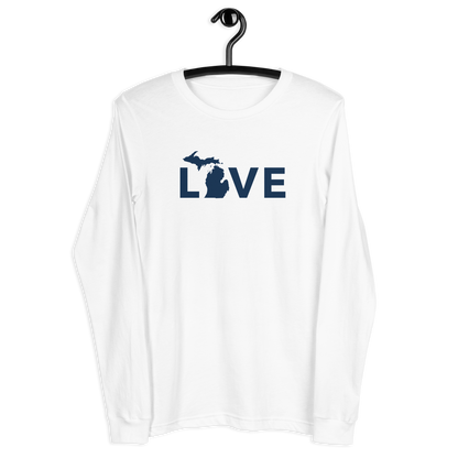 Michigan 'Love' T-Shirt (Geometric Sans Font - Gold/Navy) | Unisex Long Sleeve