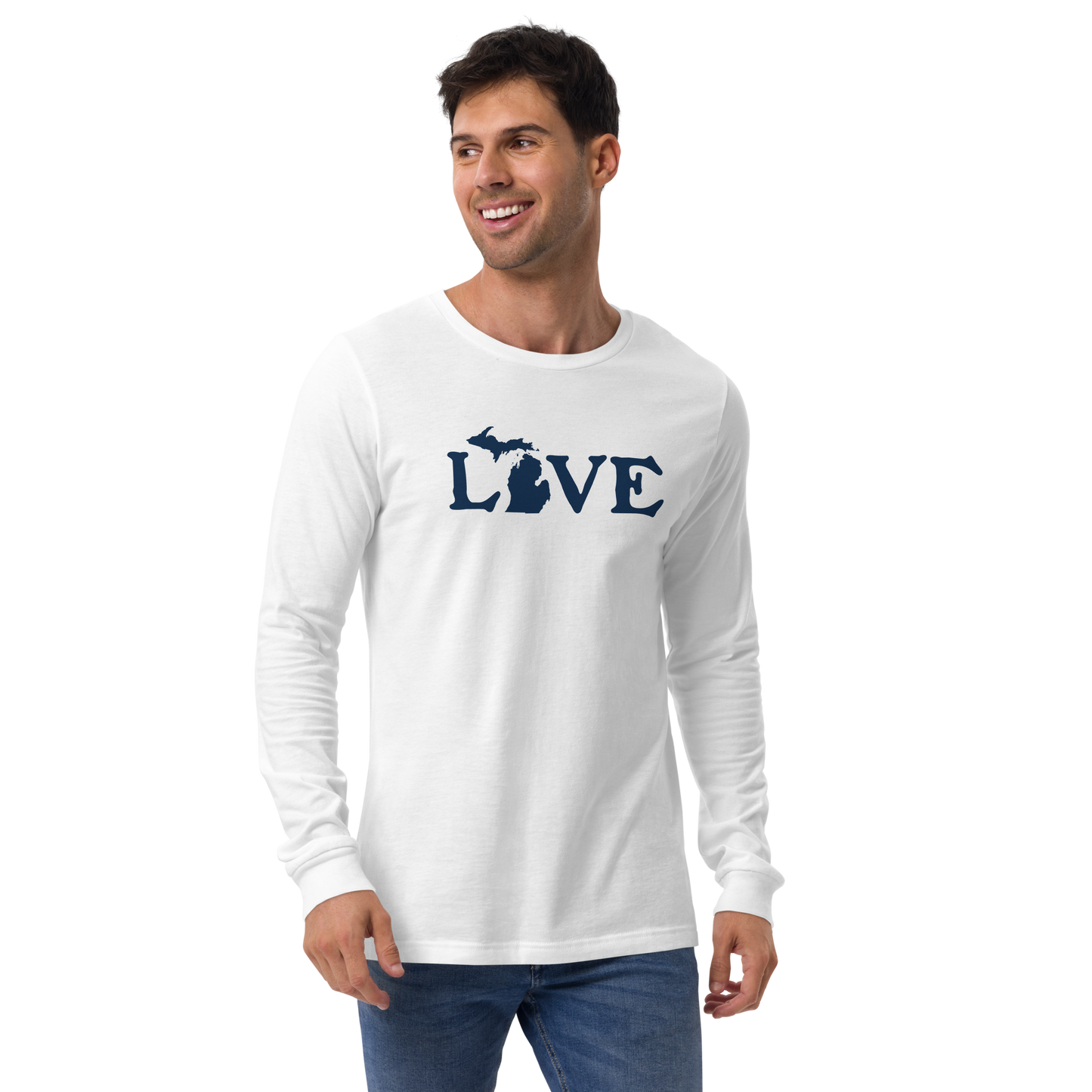 Michigan 'Love' T-Shirt (Woodcut Font) | Unisex Long Sleeve