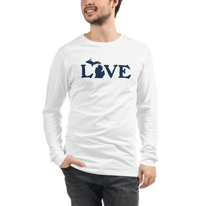 Michigan 'Love' T-Shirt (Woodcut Font) | Unisex Long Sleeve