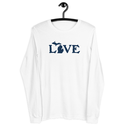 Michigan 'Love' T-Shirt (Woodcut Font) | Unisex Long Sleeve