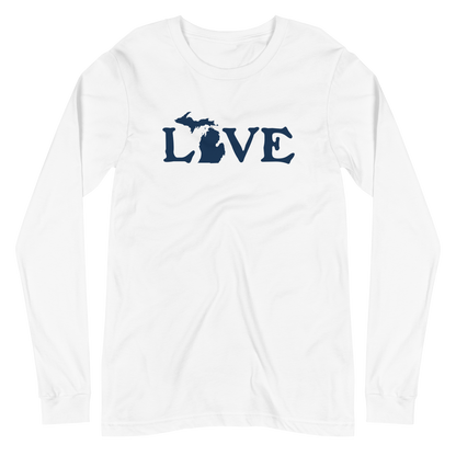 Michigan 'Love' T-Shirt (Woodcut Font) | Unisex Long Sleeve