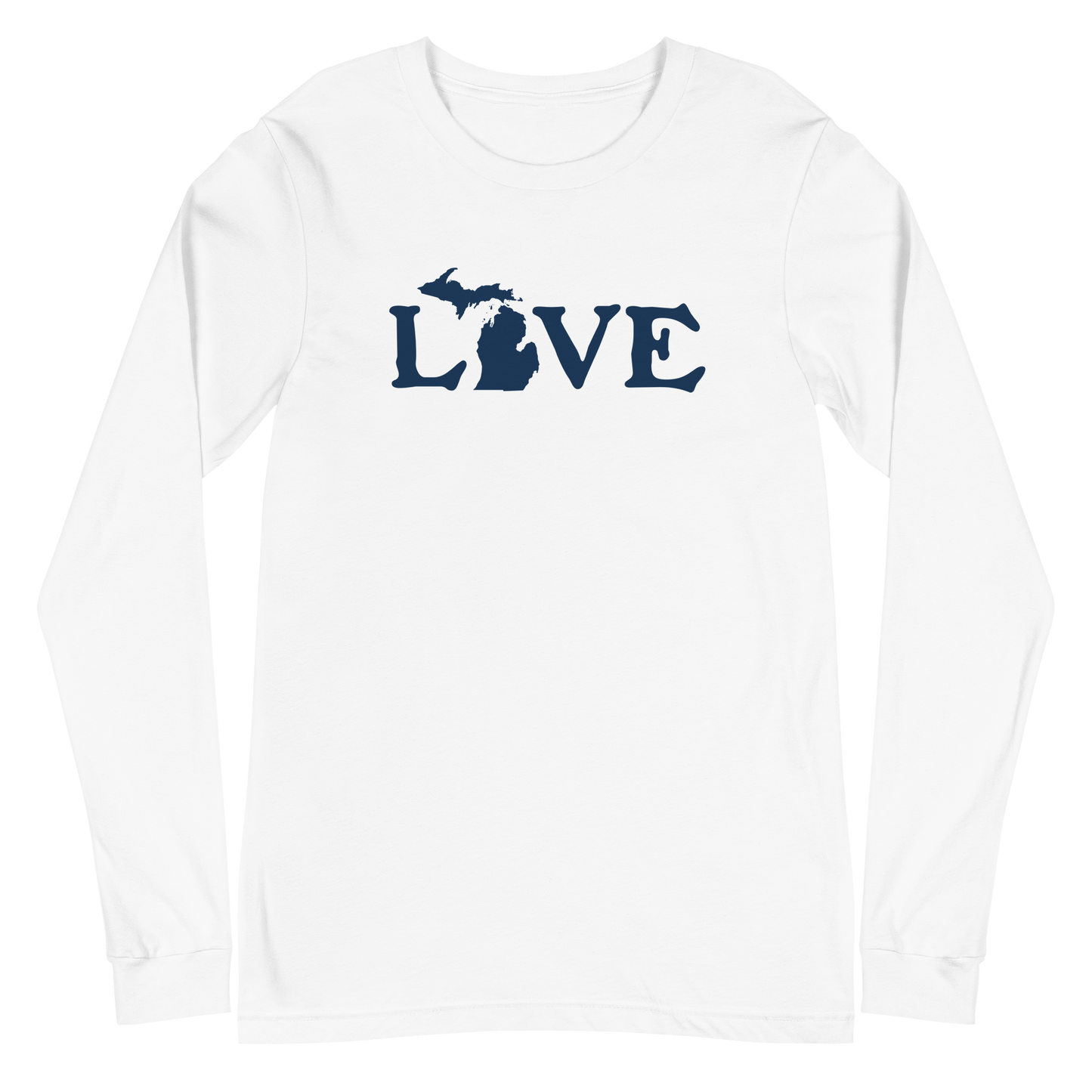 Michigan 'Love' T-Shirt (Woodcut Font) | Unisex Long Sleeve