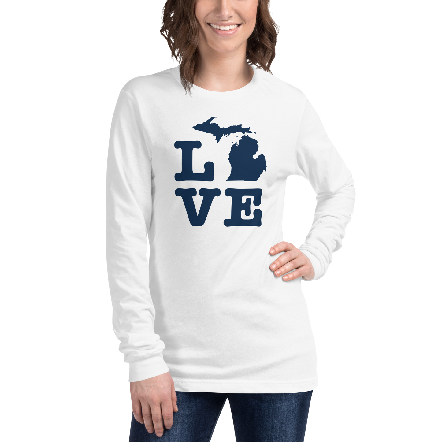 Michigan 'Love' T-Shirt (Typewriter Font) | Unisex Long Sleeve