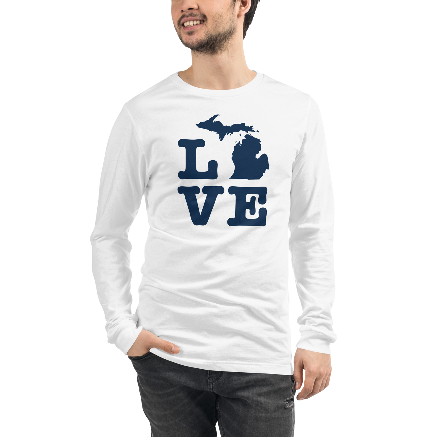 Michigan 'Love' T-Shirt (Typewriter Font) | Unisex Long Sleeve