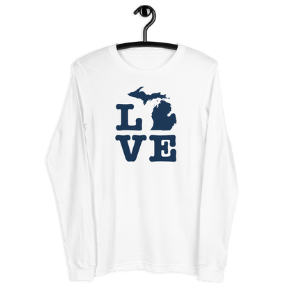 Michigan 'Love' T-Shirt (Typewriter Font) | Unisex Long Sleeve